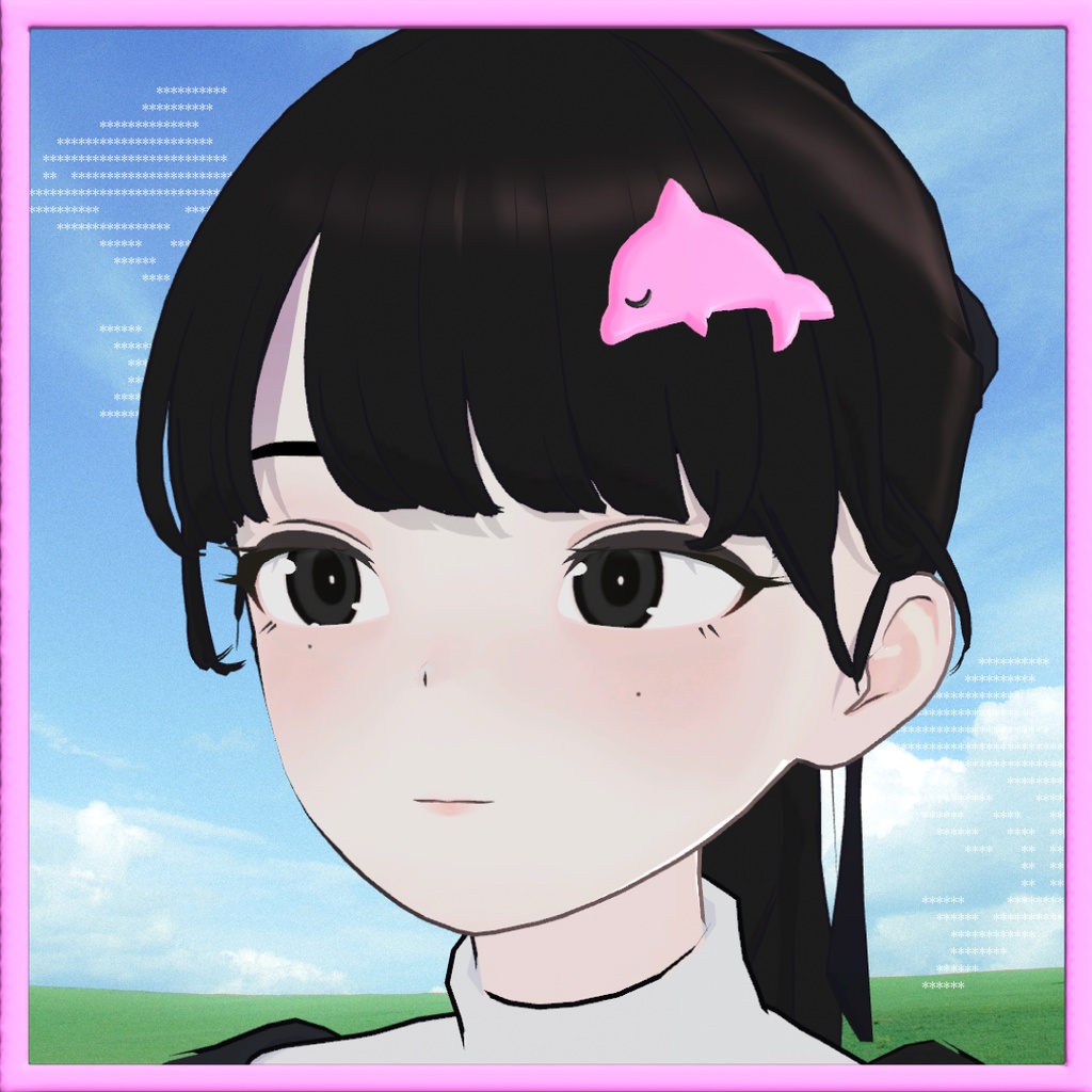 【VRC想定】ねむねむいるかセット🐬【ヘアピン&リング】