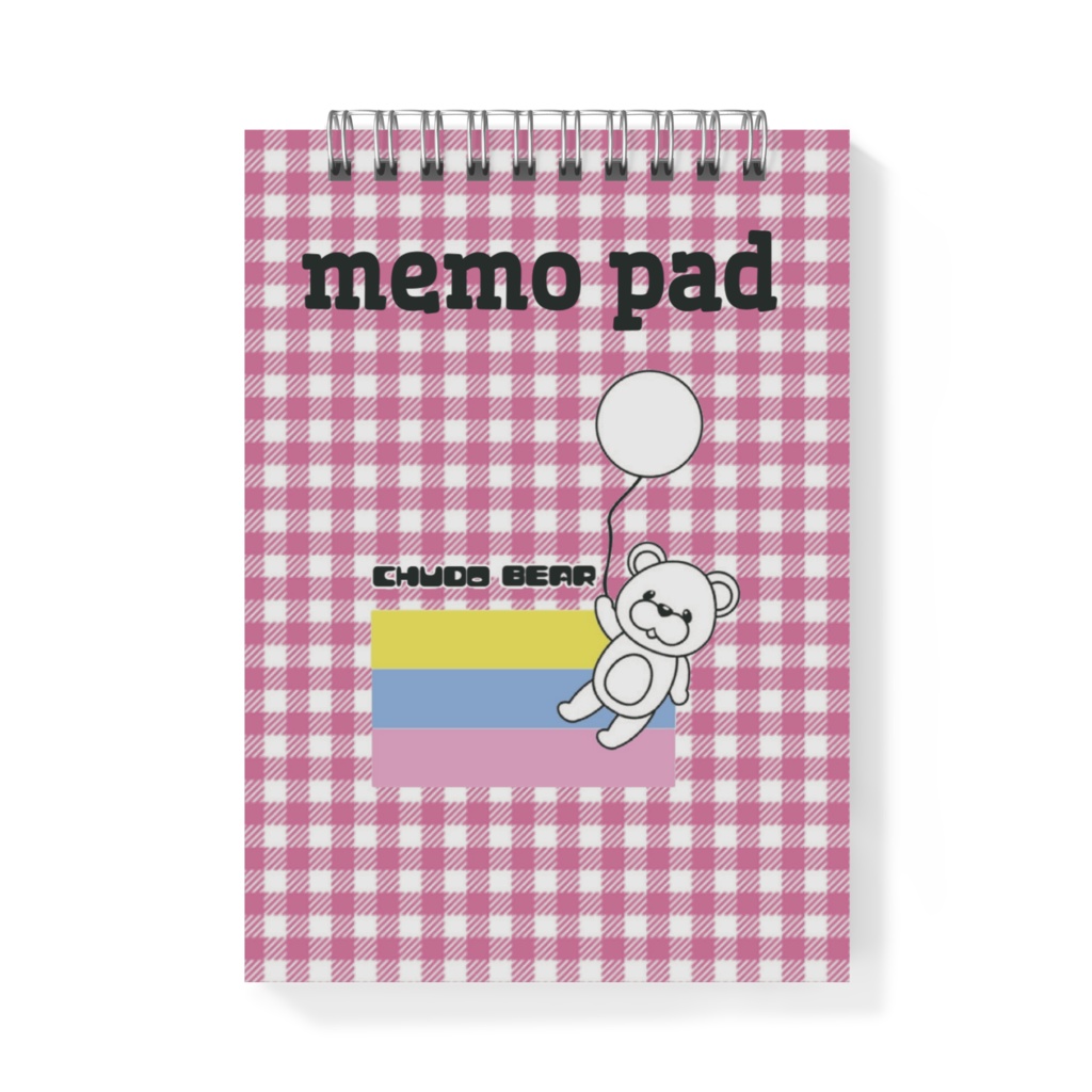 くまのチューダ・メモ帳・ピンクチェック