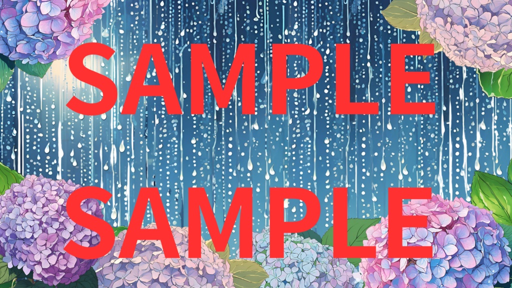 【背景枠素材】雨の日配信セット(縦横ロゴ枠+背景5点セット)【V素材】【サムネイル素材】