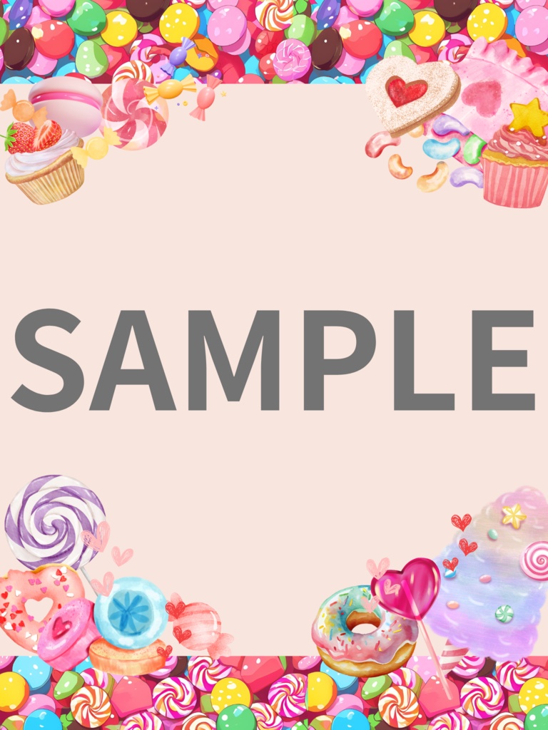 【背景枠素材】おかし枠配信セット(縦横ロゴ3パターン)【V素材】【サムネイル素材】