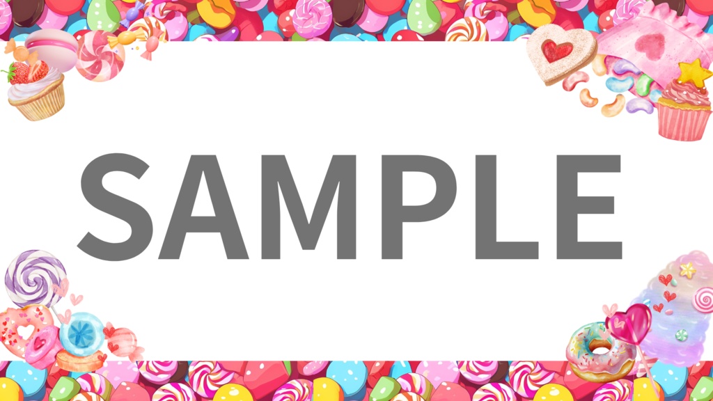 【背景枠素材】おかし枠配信セット(縦横ロゴ3パターン)【V素材】【サムネイル素材】