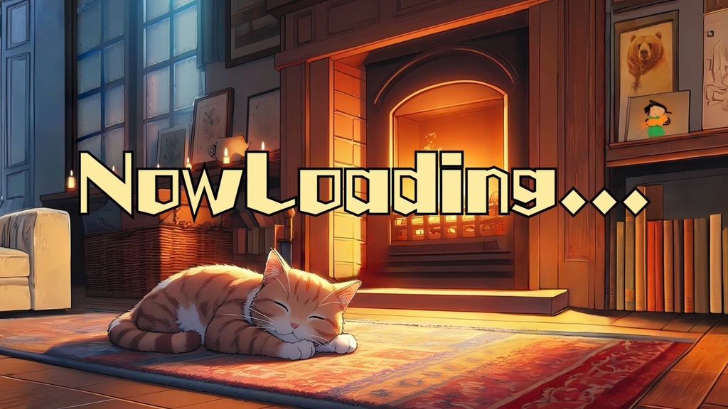 【配信者向け・動く素材】猫と暖炉の配信待機画面【可愛い動画素材】