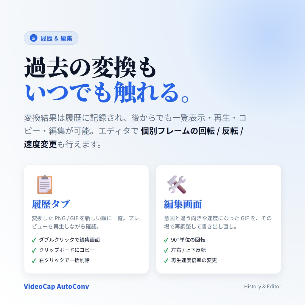 パッと撮って、すぐ変換。【VideoCapEx-Auto】