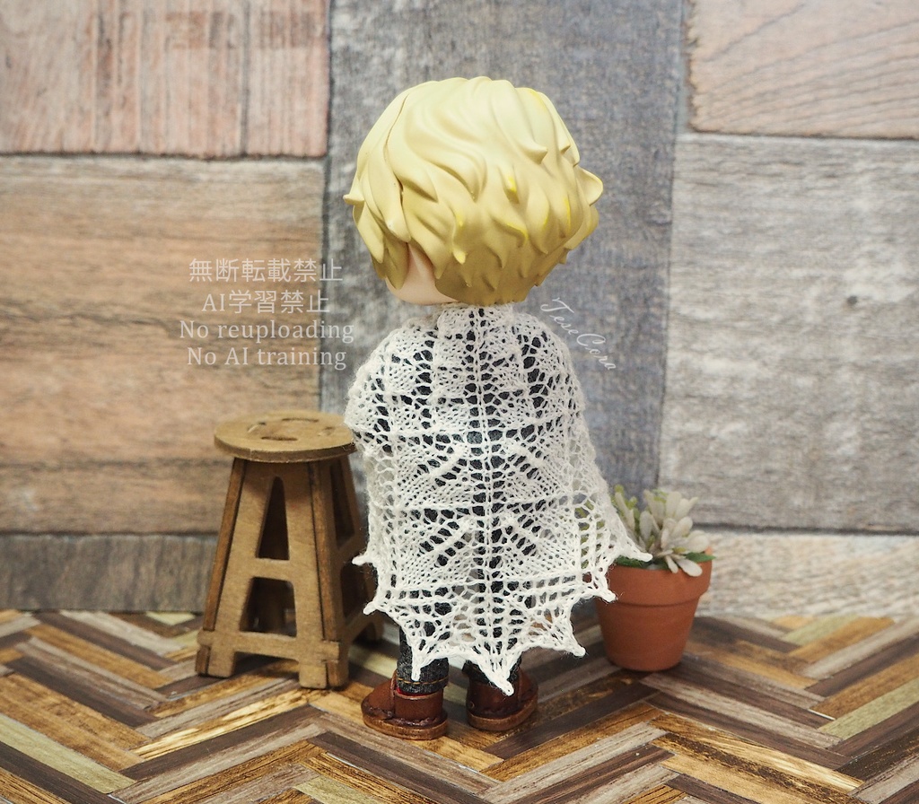 透かし三角ストール/リーフ