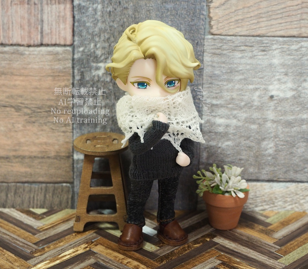 透かし三角ストール/リーフ