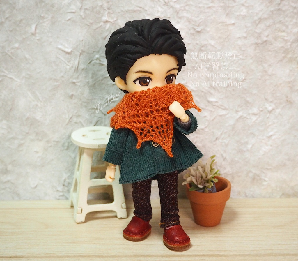 透かし三角ストール/リーフ