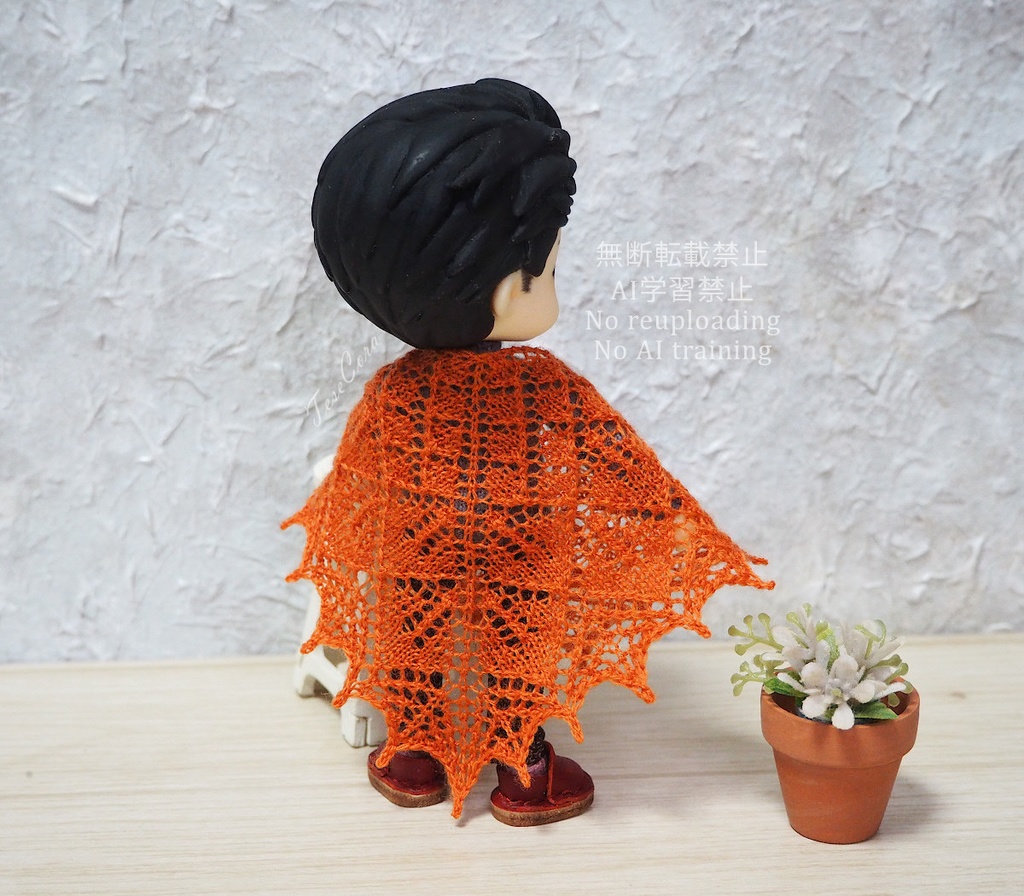 透かし三角ストール/リーフ