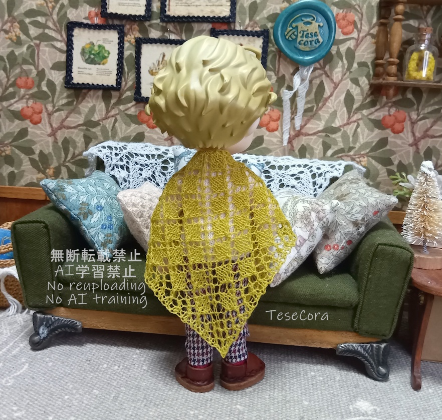 透かし三角ストール/ダイヤ