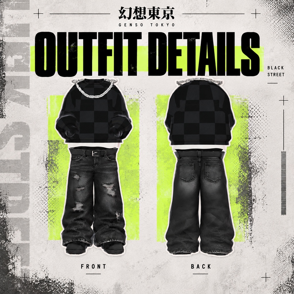 『BLACK STREET』オーバーサイズスウェット & ダメージデニム【キプフェル対応】