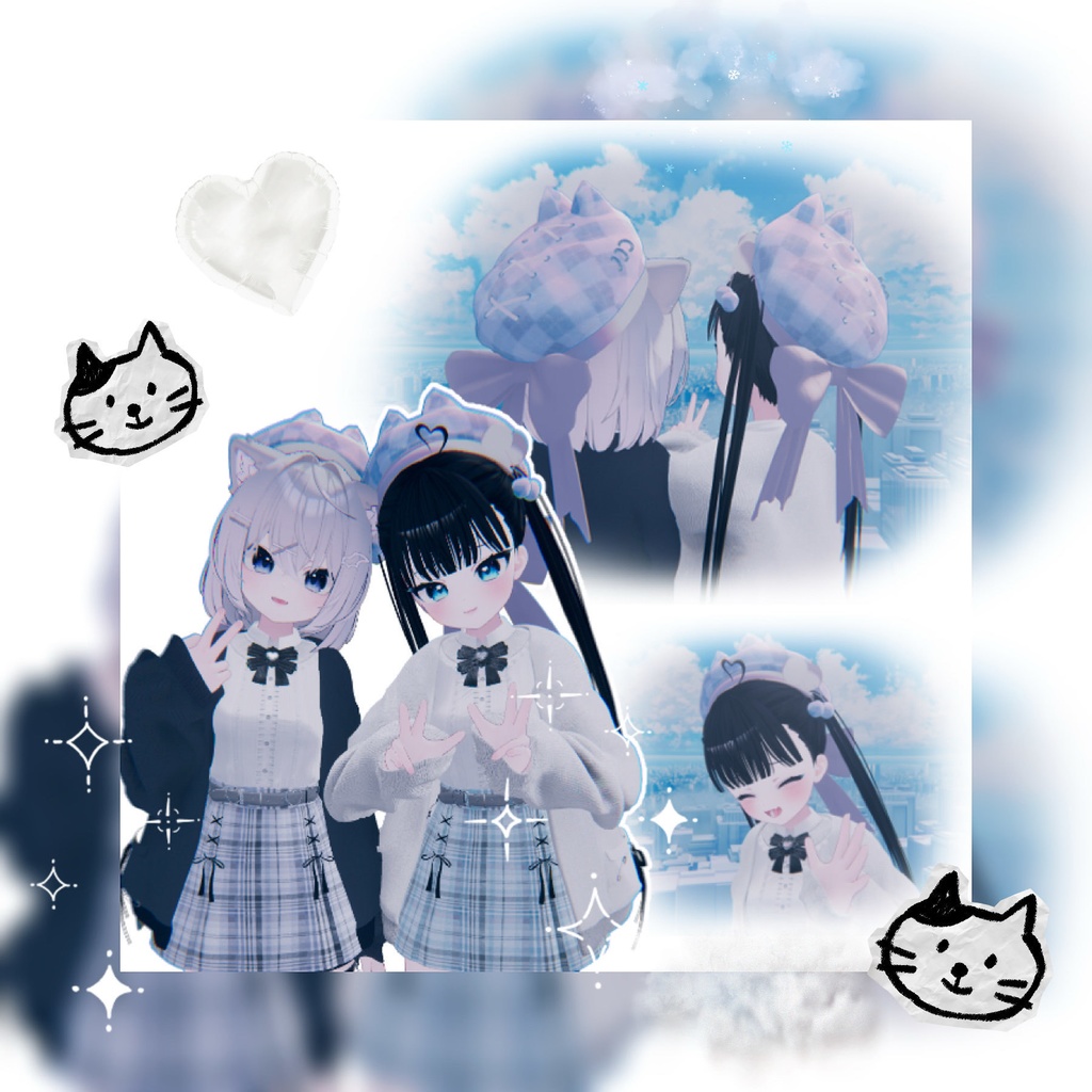 【VRC】猫耳アーガイルベレー帽