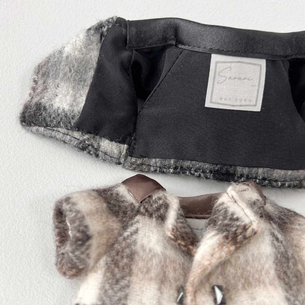 16cm ぬい チェック柄ウールコート