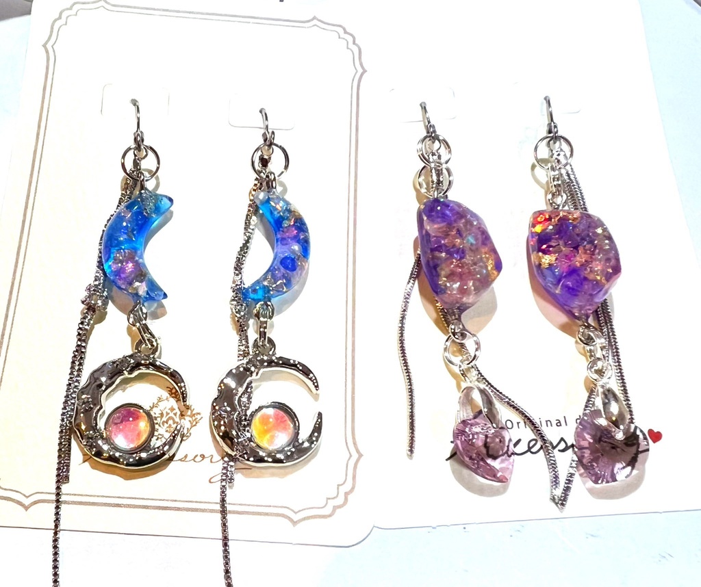 AYUMI様仕様 お花のピアス月のピアス 多面スワロピアス