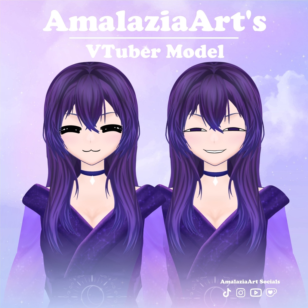 Astrology Style Purple Girl | VTuber Model | VBridger Supported | Live2D Avatar | No AI | Rigged Face Tracking Character for VTubeStudio