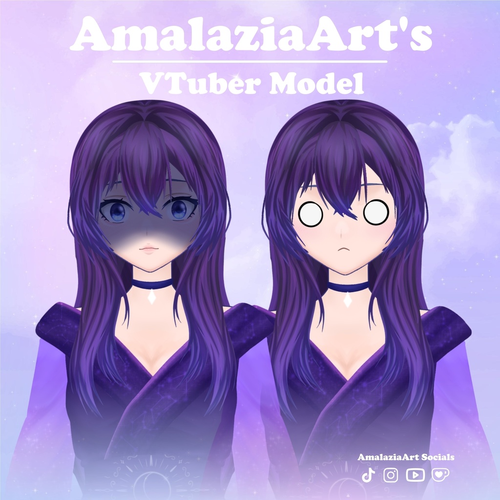 Astrology Style Purple Girl | VTuber Model | VBridger Supported | Live2D Avatar | No AI | Rigged Face Tracking Character for VTubeStudio
