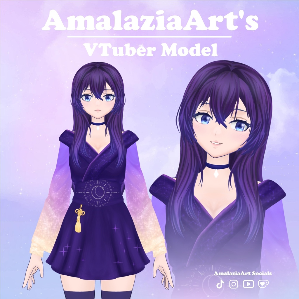 Astrology Style Purple Girl | VTuber Model | VBridger Supported | Live2D Avatar | No AI | Rigged Face Tracking Character for VTubeStudio