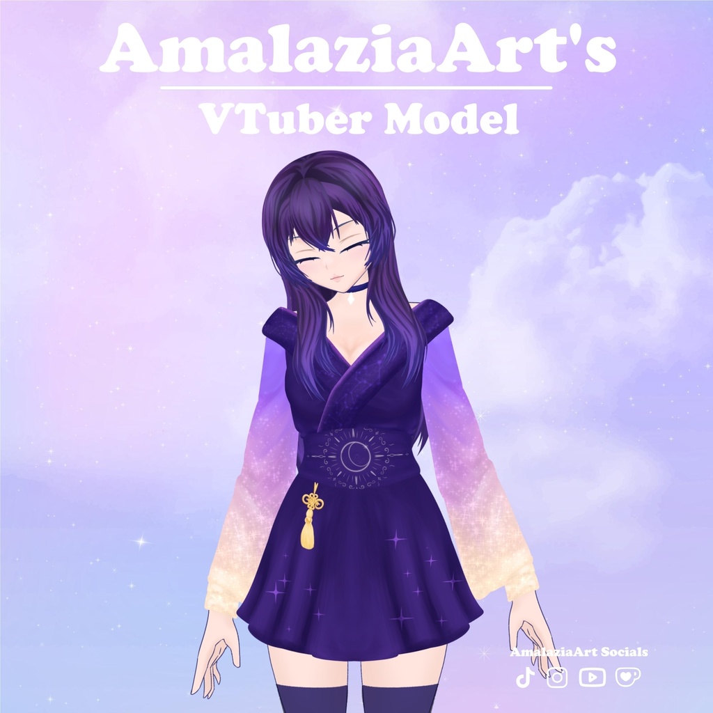Astrology Style Purple Girl | VTuber Model | VBridger Supported | Live2D Avatar | No AI | Rigged Face Tracking Character for VTubeStudio