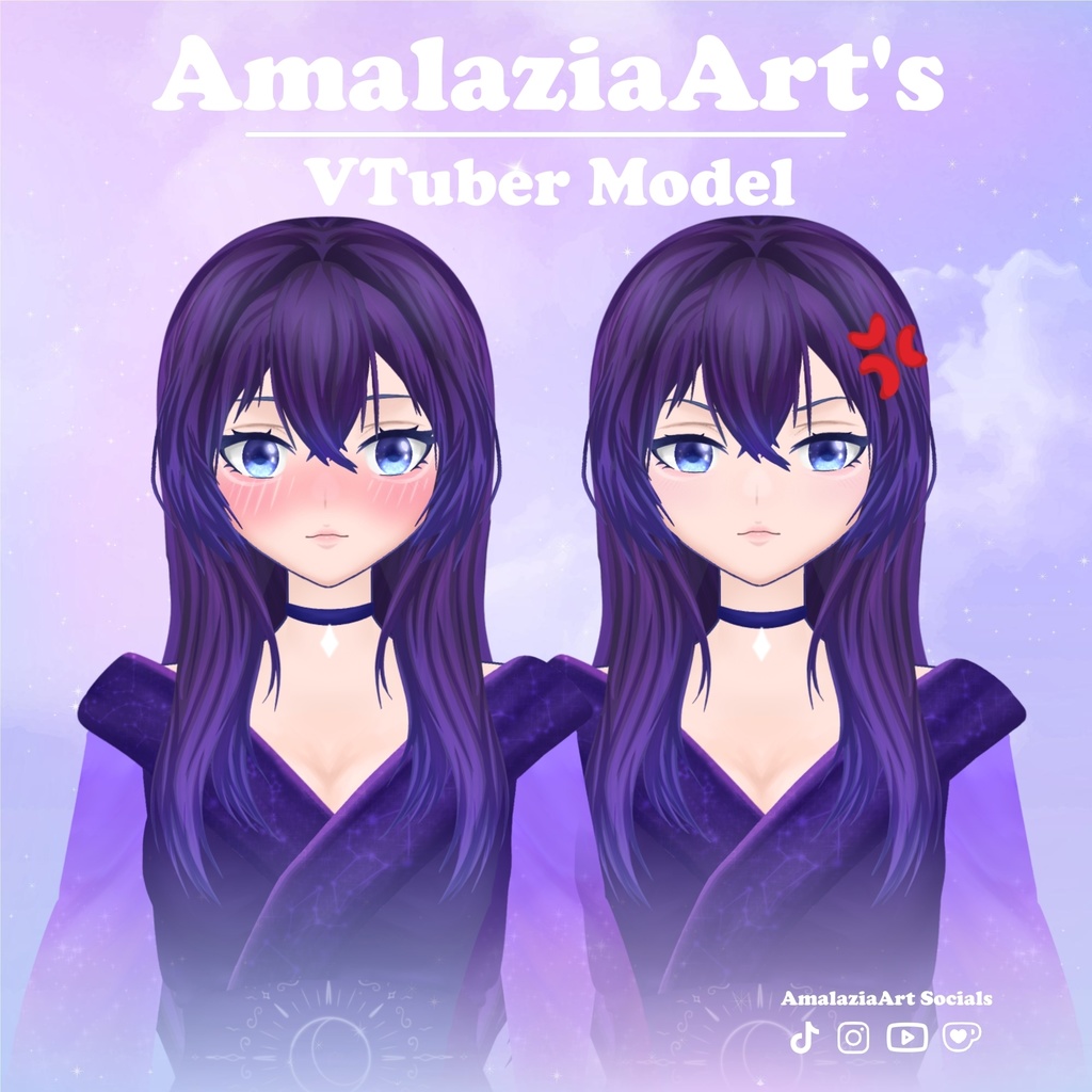 Astrology Style Purple Girl | VTuber Model | VBridger Supported | Live2D Avatar | No AI | Rigged Face Tracking Character for VTubeStudio