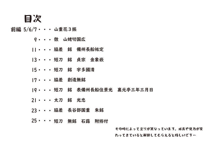 刀剣画制作目録 令和五年~令和六年