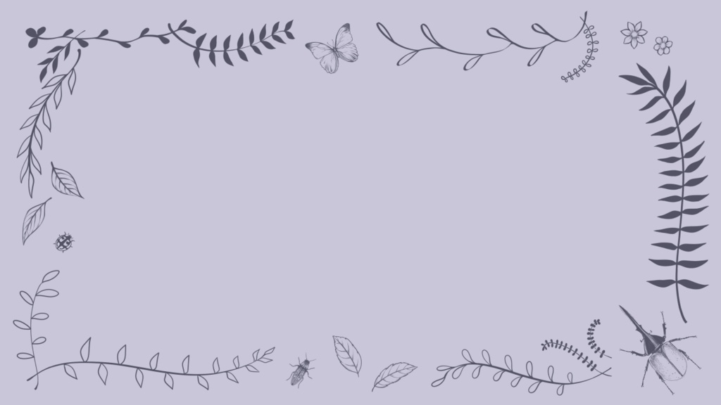 昆虫と植物のフレーム(紫)