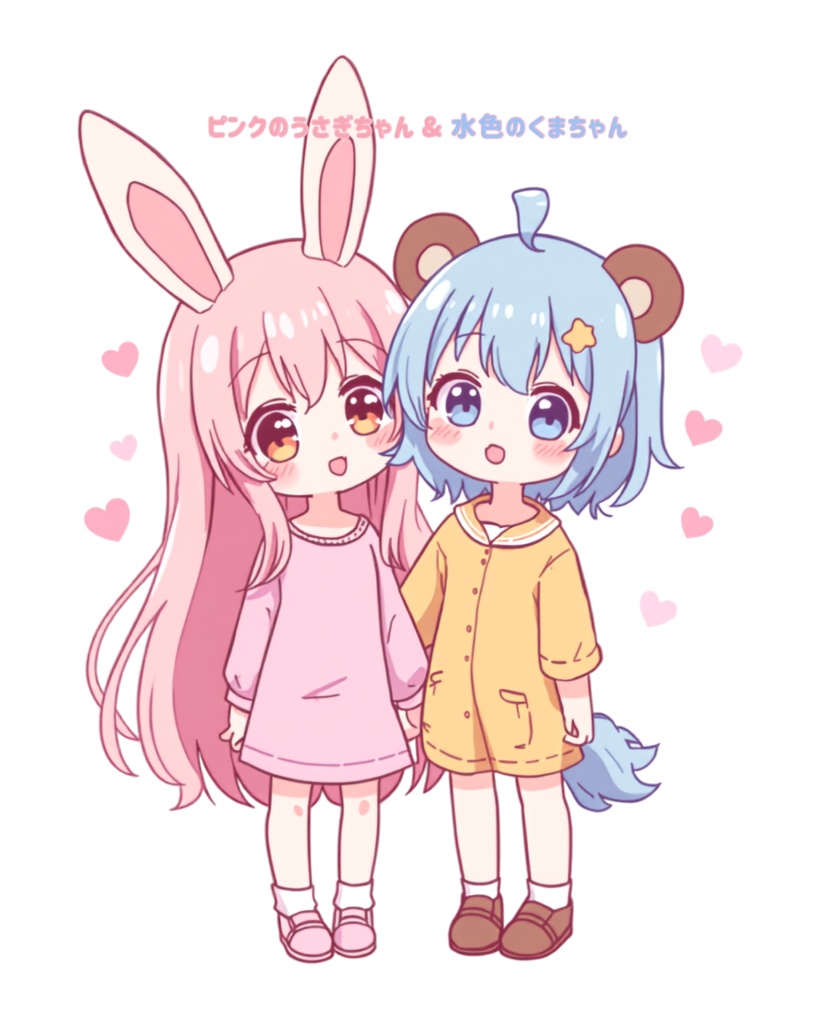 ピンクうさぎちゃんと水色クマちゃんのテンプレ