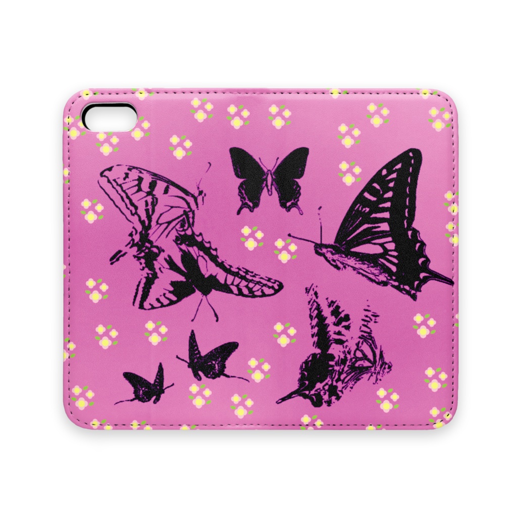 Butterfly 手帳型iPhoneケース(ベルトなし) 