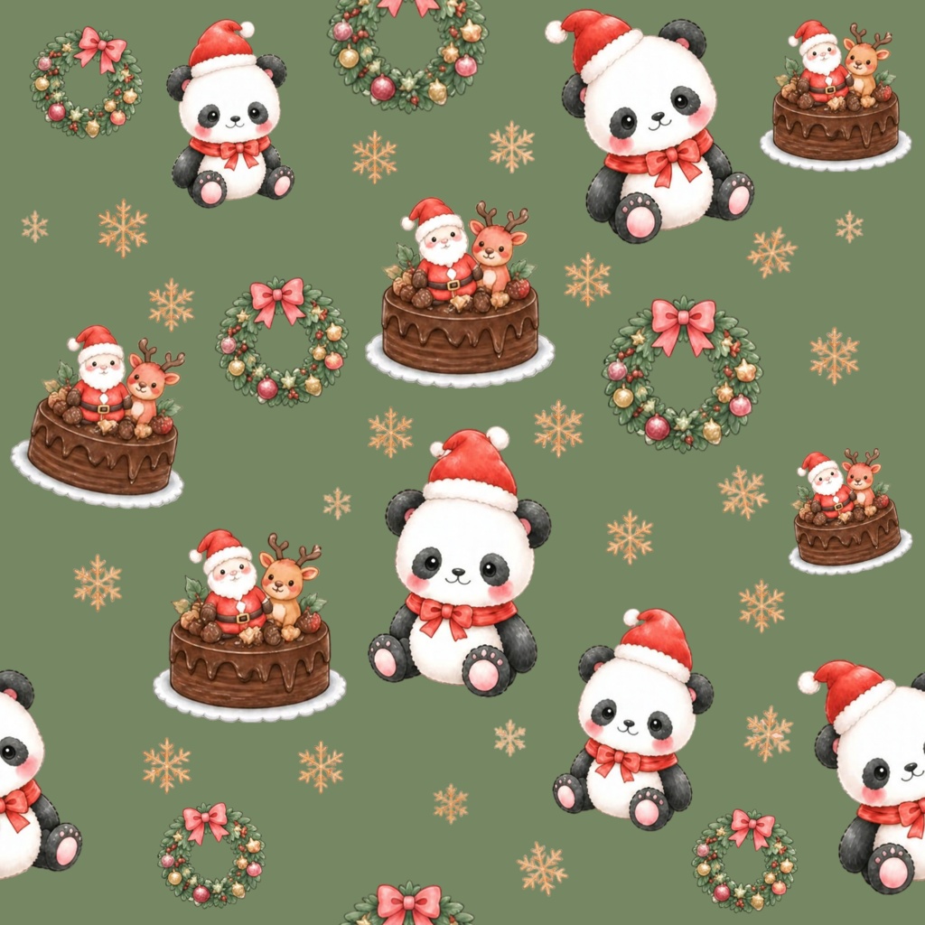 かわいいパンダとチョコケーキ