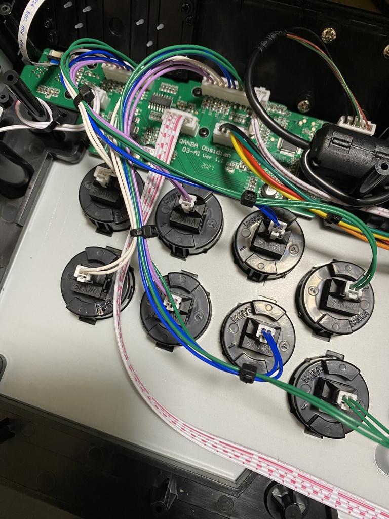 Obsidian用 三和電子コネクタ式ボタン専用ハーネス+レバーコネクタ反転ハーネス