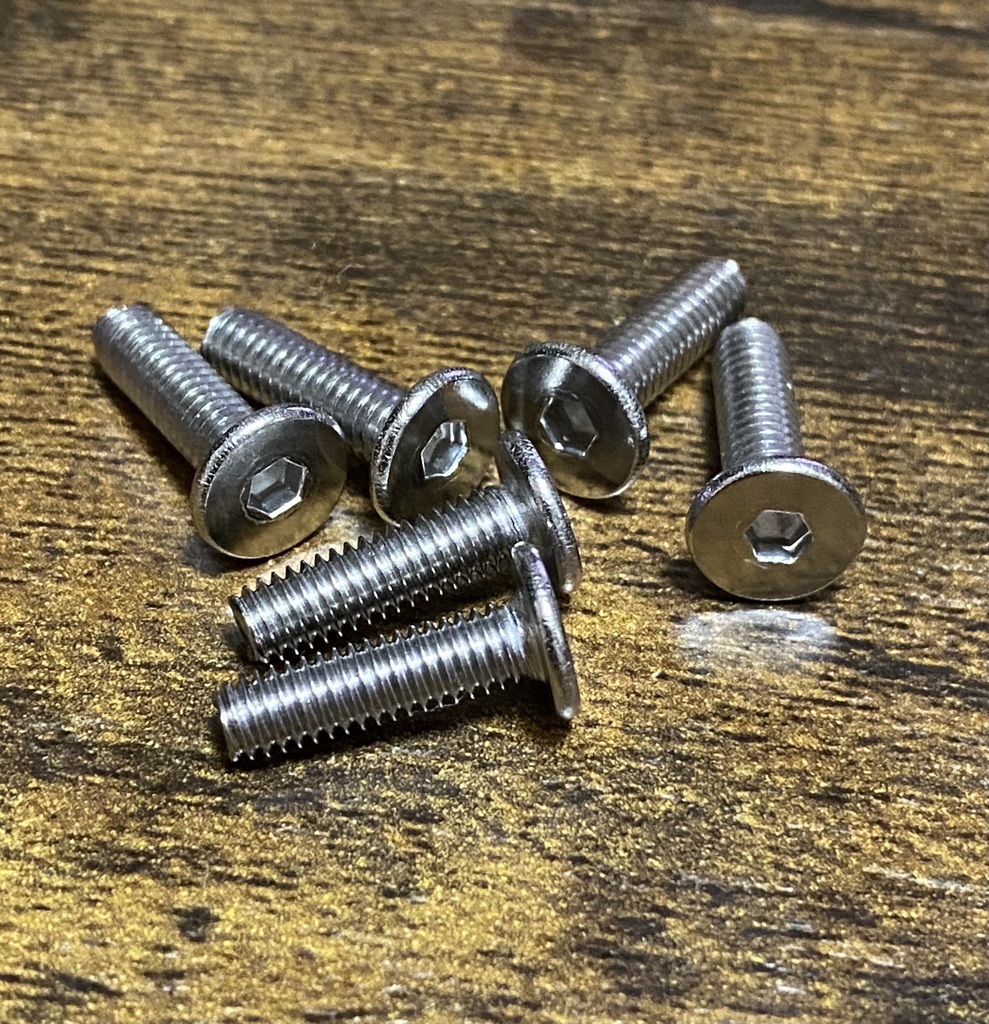 M4平頭ステンレス六角穴ボルト/飾りアルミワッシャー 6個セット