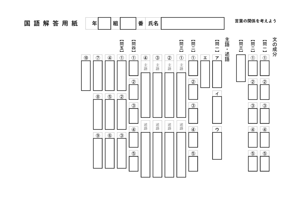 言葉の関係を考えよう 文の組み立て(中学1年)