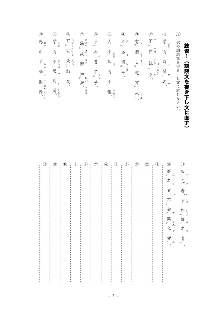 学びて時に之を習ふ 解説・練習問題・定期テスト予想問題