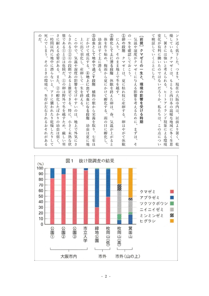クマゼミ増加の原因を探る