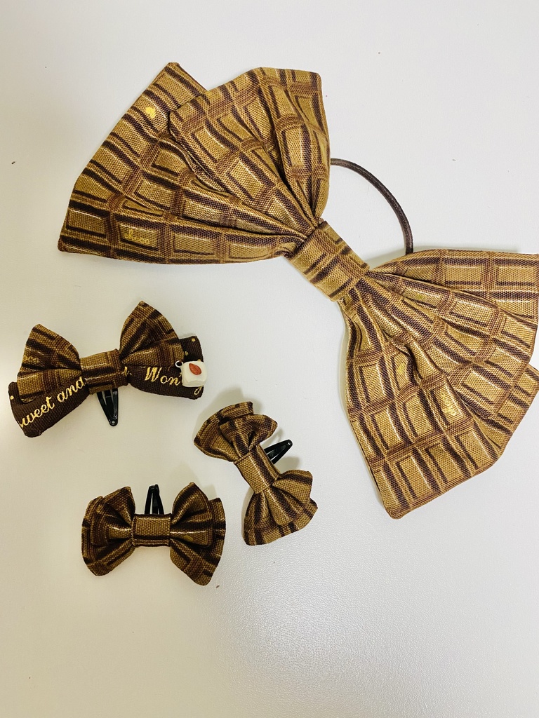 チョコレート柄リボン【ヘアゴム】