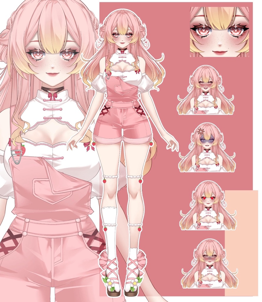 【Live2D】【VTS対応】 "Strawberry Girl" Vtuber Model Ready to use VTS