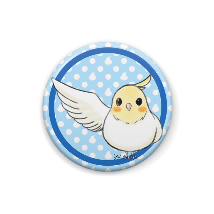 オカメインコ(ルチノー)缶バッジ