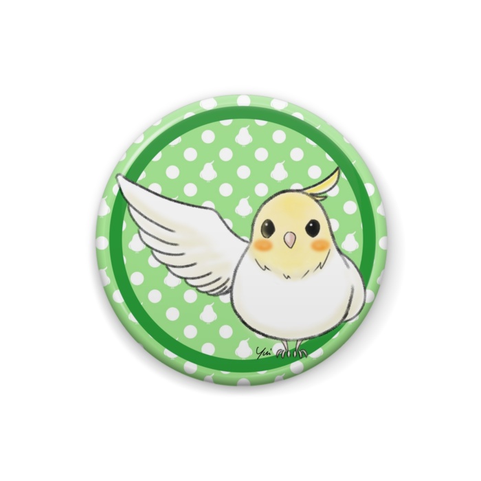 オカメインコ(ルチノー)缶バッジ