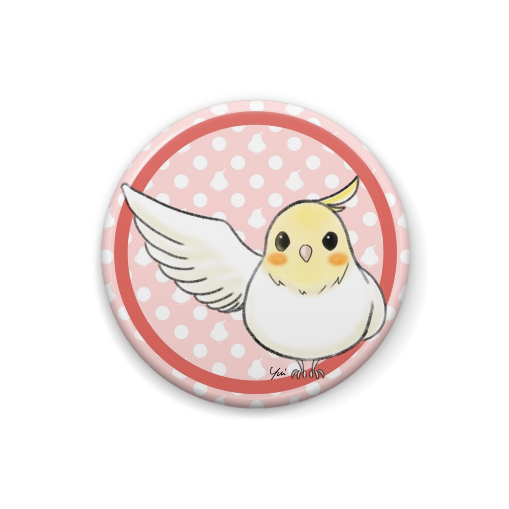 オカメインコ(ルチノー)缶バッジ