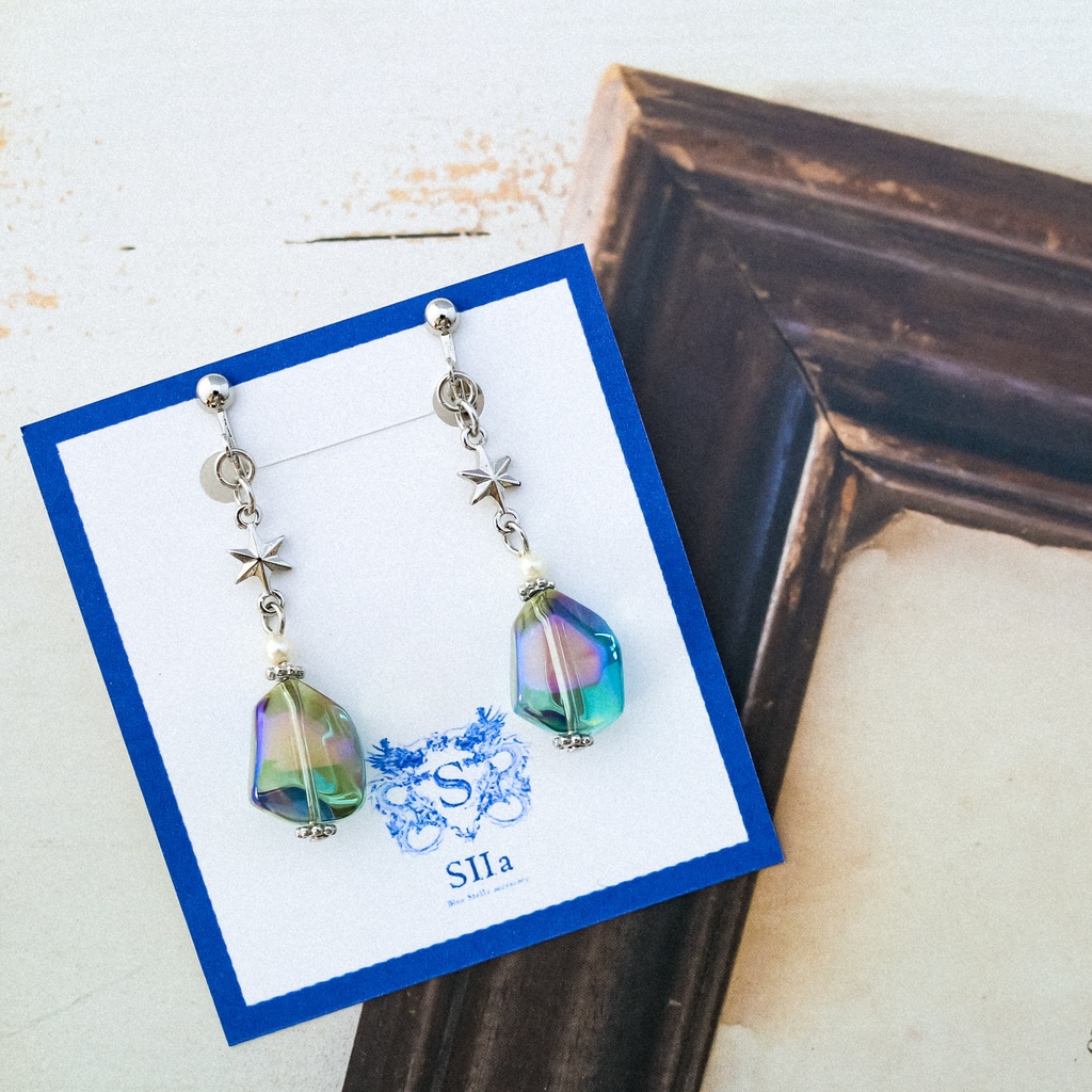 星のかけらのイヤリング シルバー金具 ピアス変更可能