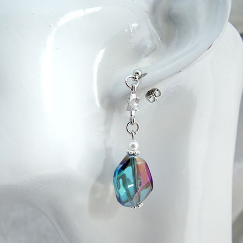 星のかけらのイヤリング シルバー金具 ピアス変更可能