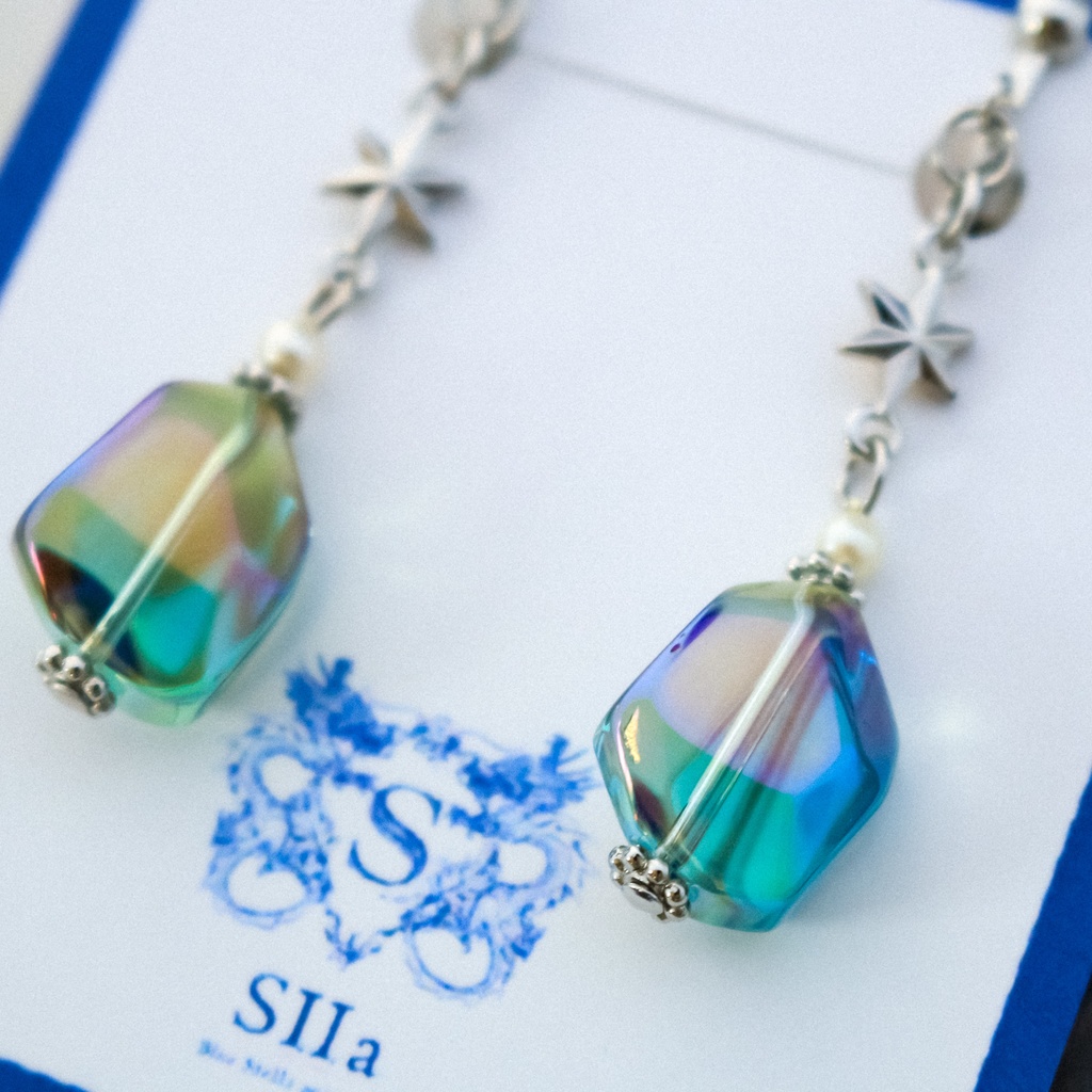 星のかけらのイヤリング シルバー金具 ピアス変更可能