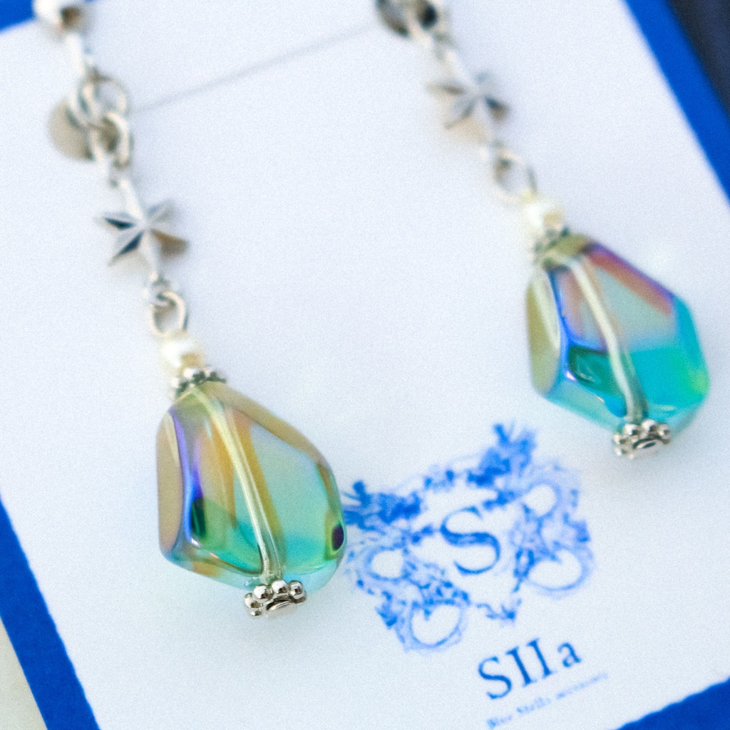 星のかけらのイヤリング シルバー金具 ピアス変更可能