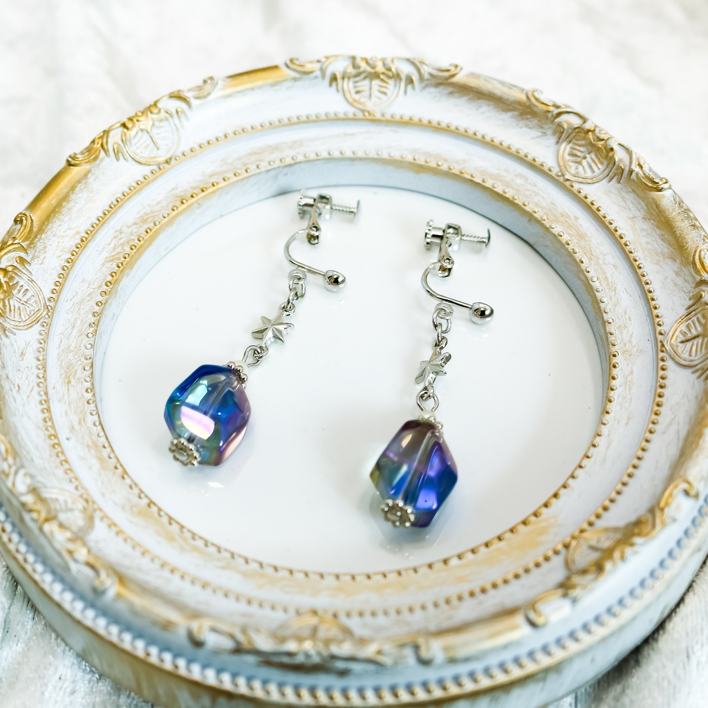 星のかけらのイヤリング シルバー金具 ピアス変更可能