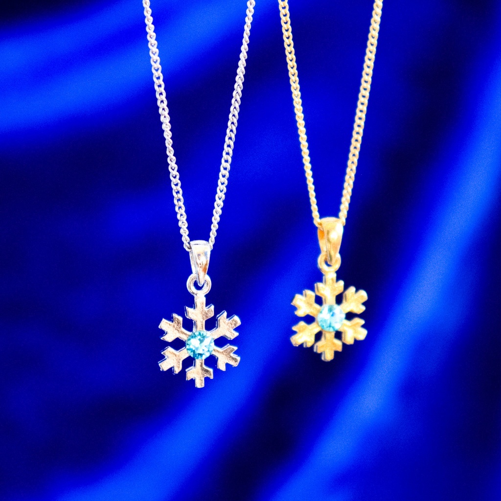 雪の結晶ネックレス ライトターコイズ 金具色選択可能