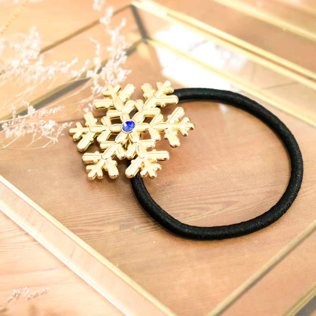 【Color Snow - 彩り結晶のヘアジュエリー】雪の結晶ヘアゴム ゴールド金具 選べるカラー9種類