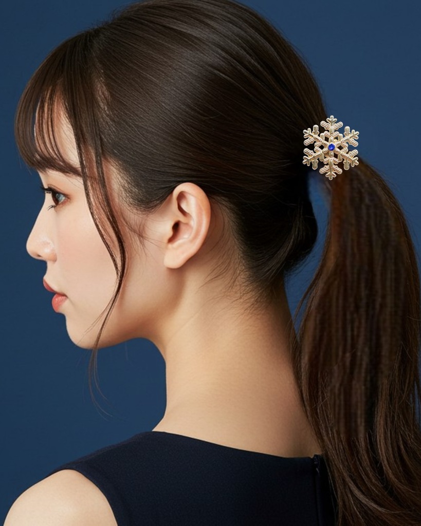 【Color Snow - 彩り結晶のヘアジュエリー】雪の結晶ヘアゴム ゴールド金具 選べるカラー9種類