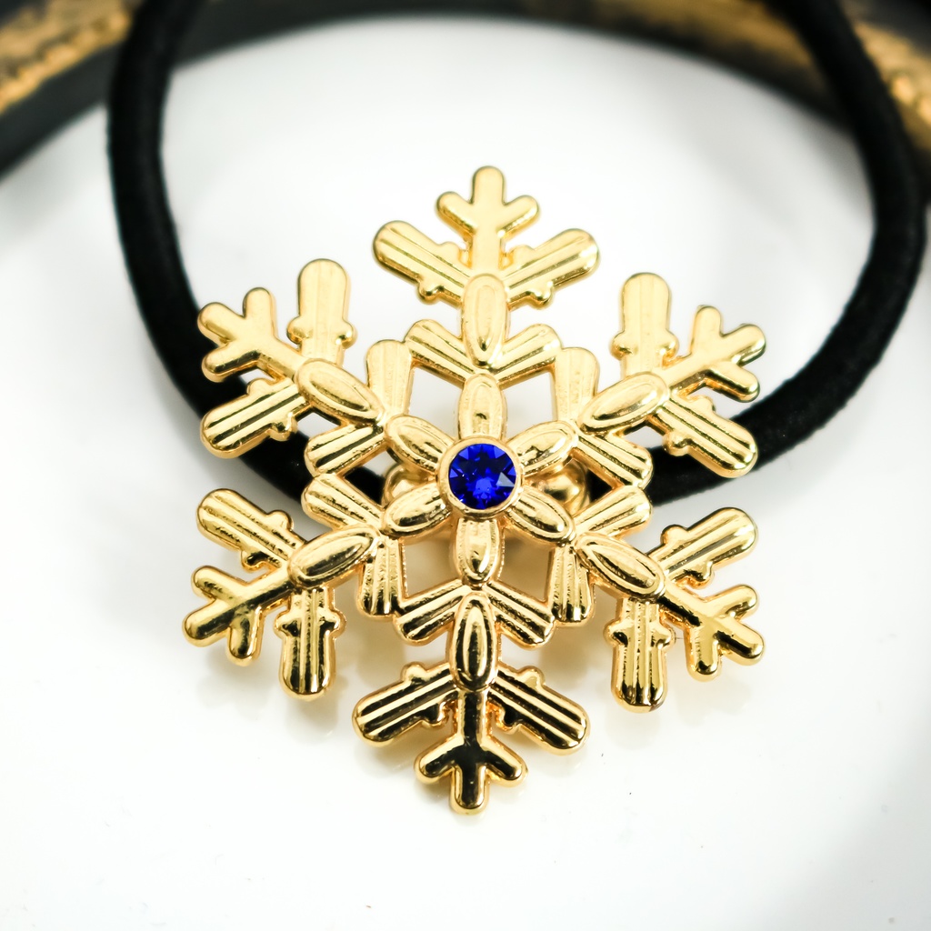 【Color Snow - 彩り結晶のヘアジュエリー】雪の結晶ヘアゴム ゴールド金具 選べるカラー9種類