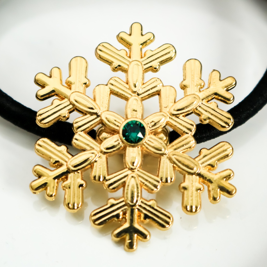 【Color Snow - 彩り結晶のヘアジュエリー】雪の結晶ヘアゴム ゴールド金具 選べるカラー9種類