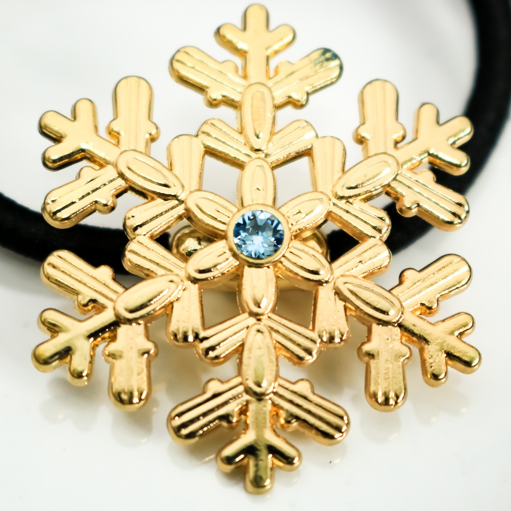 【Color Snow - 彩り結晶のヘアジュエリー】雪の結晶ヘアゴム ゴールド金具 選べるカラー9種類