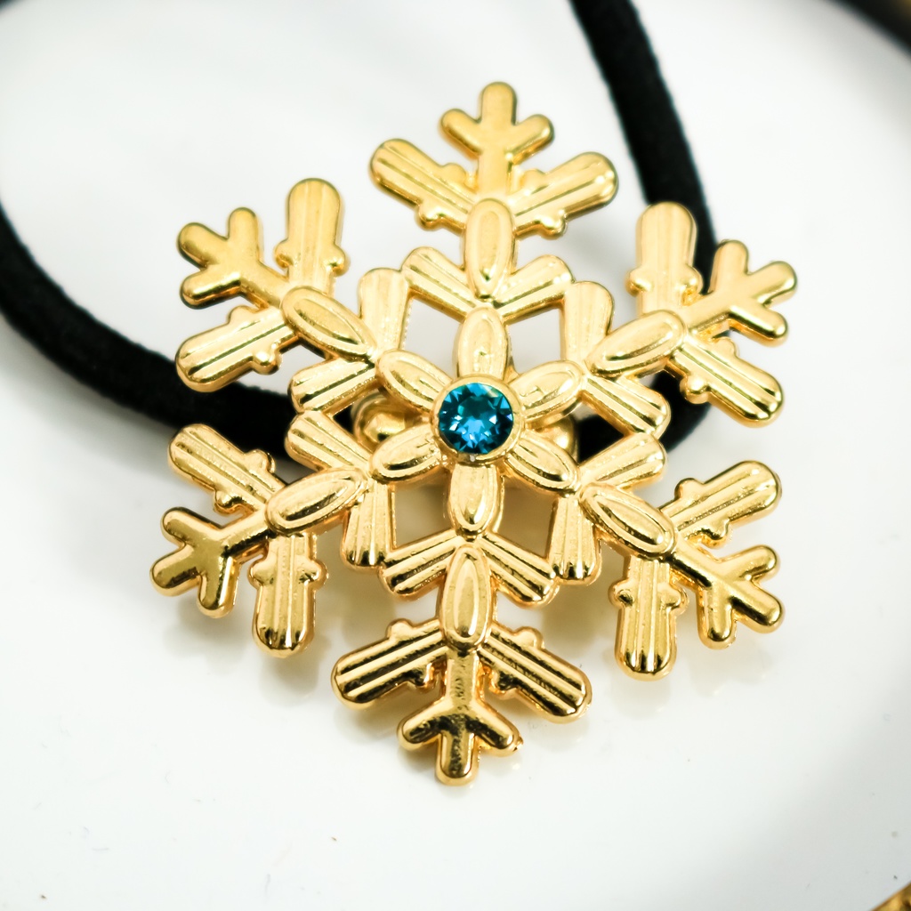 【Color Snow - 彩り結晶のヘアジュエリー】雪の結晶ヘアゴム ゴールド金具 選べるカラー9種類