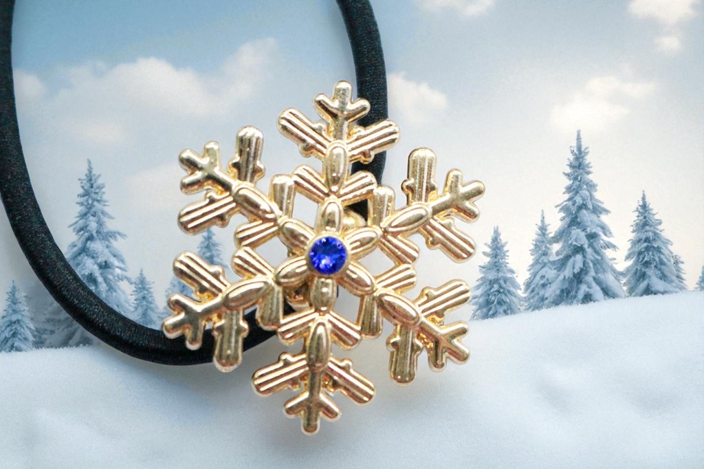 【Color Snow - 彩り結晶のヘアジュエリー】雪の結晶ヘアゴム ゴールド金具 選べるカラー9種類