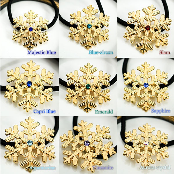 【Color Snow - 彩り結晶のヘアジュエリー】雪の結晶ヘアゴム ゴールド金具 選べるカラー9種類